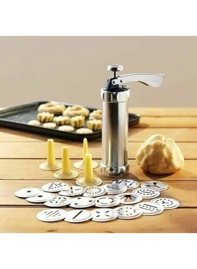 ماكينة بيتيفور وكريمة متعددة الاستخدامات مصنوعة من الفولاذ المقاوم للصدأ عالي الجودة عملية وسهلة الاستخدام لتزيين التورت والكب كيك وصنع الكوكيز والبسكويت بأشكال متنوعة (Elc) - Image 4